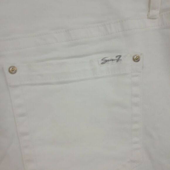 Seven7 Worn & Torn Denim Shorts 5 Pocket Stretch High Waisted White Raw Hem 20W - Picture 10 of 15